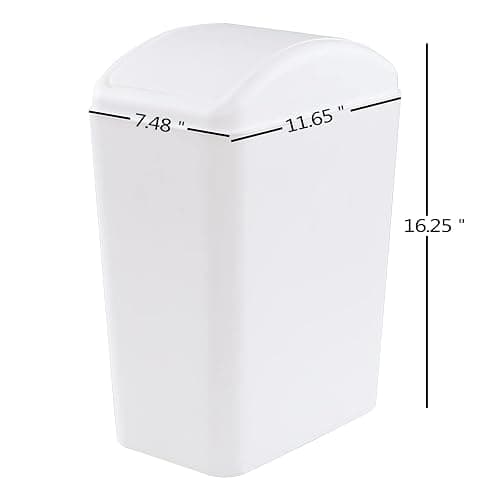AnnkkyUS 16 Liter Plastic Garbage Can, Waste Bin with Swing Lid (White) thumbnail 3