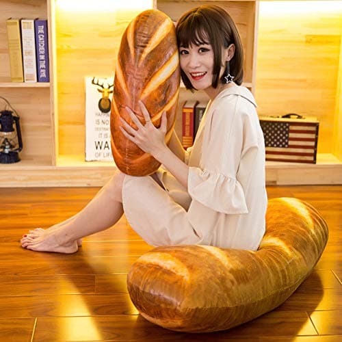 Levenkeness 3D Simulation Bread Plush Pillow,Soft Butter Toast Bread Food Pillow Lumbar Back Cushion Stuffed Toy for Home Decor 39.3" thumbnail 4