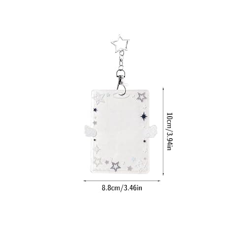 2 PCS Angel Wing Photocard Holder - Kpop Photo Card Holder Keychain|Clear Acrylic ID Badge Case for Student & Bus Cards (Pink & White) thumbnail 3