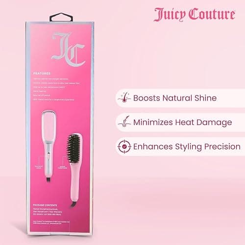 Juicy Couture - Heated Straightening Brush, Sleek & Smooth Hair in Minutes (Pink) thumbnail 5
