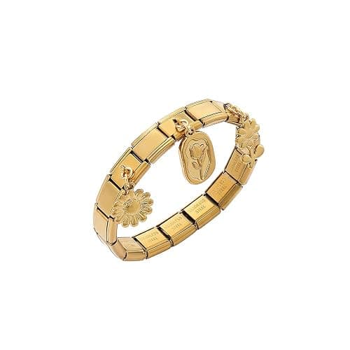 Gold Italian Charm Bracelet Charms for Women DIY Handmade with Starter Brascelet, Assorted Charms and Opening Tools, 9mm Modular Italian Charm Bracelet Gold Links Jewelry (Flower 149) thumbnail 2