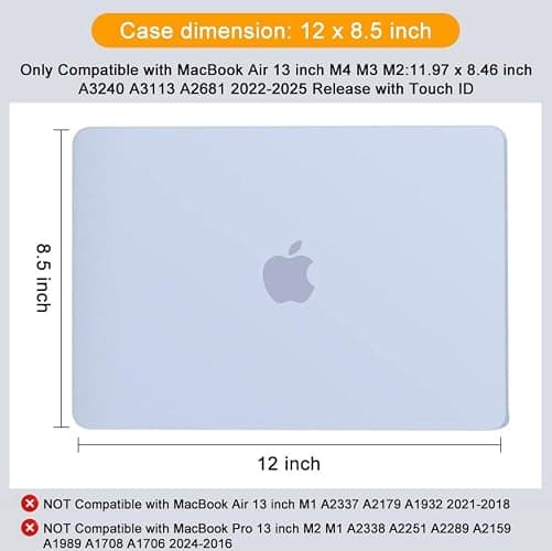 MOSISO Compatible with MacBook Air 13 inch Case 2025 2024 2023 2022 M4 A3240 M3 A3113 M2 A2681, Plastic Hard Shell&Keyboard Cover&Screen Film&Type C for MacBook Air 13.6 inch Case, Pastel Blue thumbnail 7