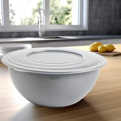 2friends Salatschüssel mit Deckel 3er Set Rührschüssel, lebensmittelechter BPA-freier Kunststoff, Schüssel Made in EU, 5L Volumen, Ø28cm Durchmesser, Hellgrau Pastellrosa Pastellgrün thumbnail 3