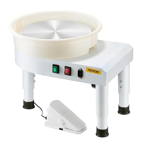 VEVOR 14in/35cm Pottery Wheel for Adults, 0-2in Lift-Table 450W Professional Pottery Kit with Foot Pedal Detachable Basin DIY Art Clay Potter's Wheel for Kids Adults Beginners at Home Pottery, White thumbnail 9