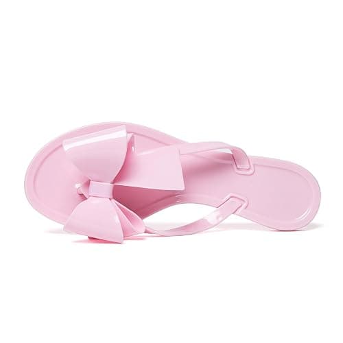 YANWENFANG Women Flip Flops Jelly Thong Waterproof Bow Summer Beach Rain Casual PVC Boho Vacation Flat Sandals thumbnail 4