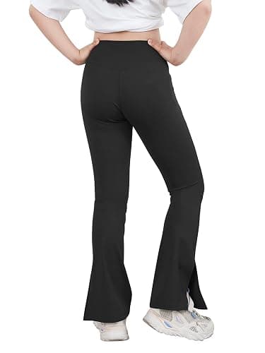 Teen Girls Bootcut Yoga Pants Kids Active Crossover Split Hem Flare Leggings with Pockets thumbnail 4