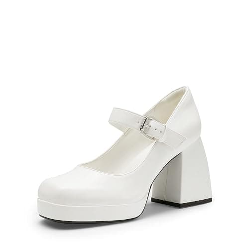 DREAM PAIRS Women's Mary Jane Platform Chunky High Heels | Square Toe Strappy Dress Wedding Party Pumps Shoes with 3.7" Heel, Padded Comfort, and All-day Stability - Image 1