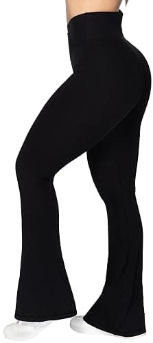 Sunzel Flare Leggings, Crossover Yoga Pants with Tummy Control, High-Waisted and Wide Leg thumbnail 5