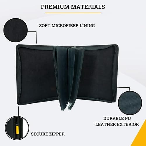 Card Guardian - Toploader binder 4 Pocket top loader binder with Zipper for 160 Cards - Side Loaded Pockets - Compatible with Sports and Trading Cards TCG (Black) thumbnail 6
