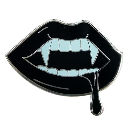 Vampire Fangs Black Lips Enamel Brooch Pin Backpack Hat Bag Collar Lapel Pins Badges Women Men's Gothic Hip-hop Jewelry Halloween Accessories - Image 1