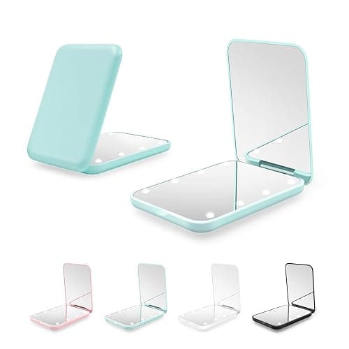 Kakuje Compact Mirror, 1X/3X Magnification LED Pocket Mirror with Nternal BIattery, Mini Mirror for Purse, Pocket,Travel and Present (Mint Green) - Mint Green - Image 1