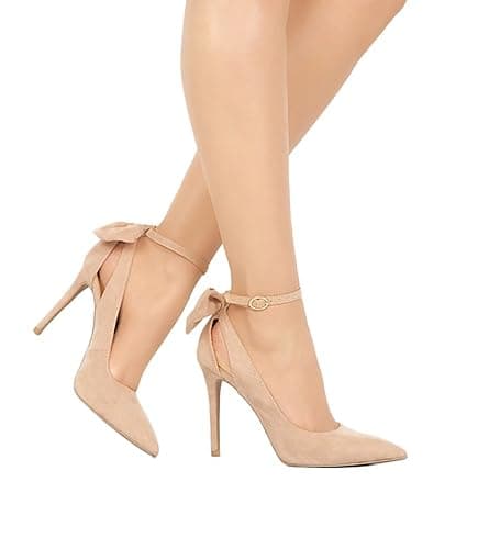Fashare Womens High Heels Bow Tie Back Sexy Stiletto Ankle Strap Wedding Dress Pumps Shoes thumbnail 2