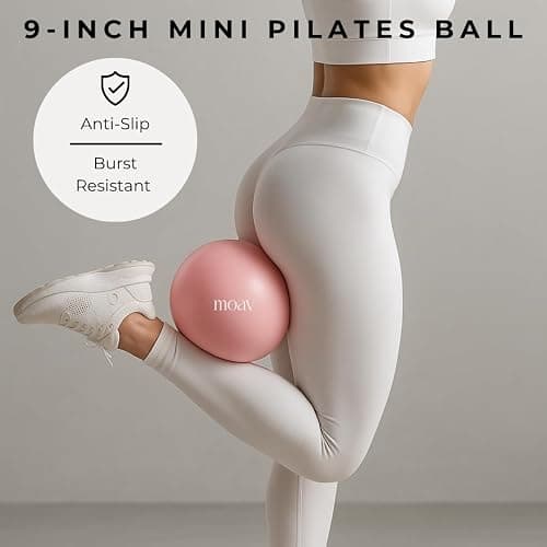 MOAV Premium Pilates Essentials Kit - 14" Ring with Cushioned Handles, Mini Ball with Pump, & 3 Durable Fabric Resistance Bands for Full Body Home Workouts thumbnail 7