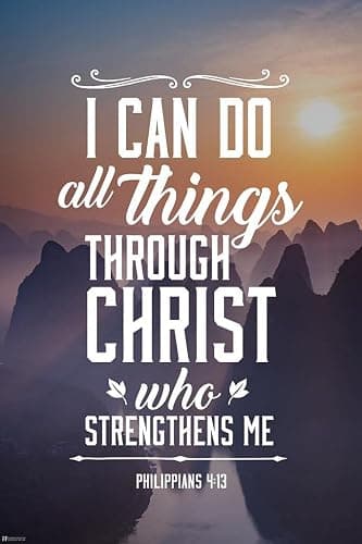 Laminated I Can Do All Things Through Christ Who Strengthens Me Philippians 4 13 Bible Quote Spiritual Decor Motivational Poster Bible Verse Christian Scripture Poster Dry Erase Wall Art 12x18 - Image 1