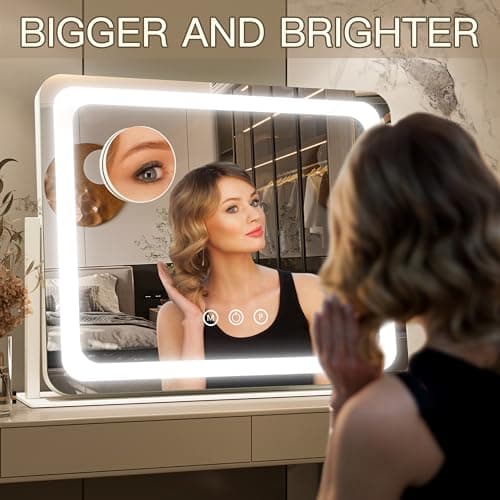 FENNIO Vanity Mirror with Lights 22''x17'' Makeup Mirror with Lights,Vanity Mirror Touch Screen with 3-Color Lighting,Dimmable,for Vanity Desk Tabletop thumbnail 4