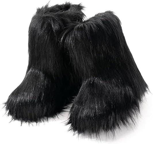 Chlemeter Women's Faux fur Boot Warm Comfortable Outdoor Flat Shoes Furry Fluffy Short Snow 2026 Boot Mid-Calf Boots thumbnail 5