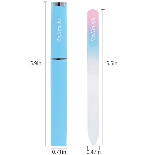 Glass Nail File in Case, Glass Fingernail File, Czech File, Double-Sided Etched Nail File for Nail Art & Nail Care, Christmas Gifts Stocking Stuffers (Pink-Blue) thumbnail 3