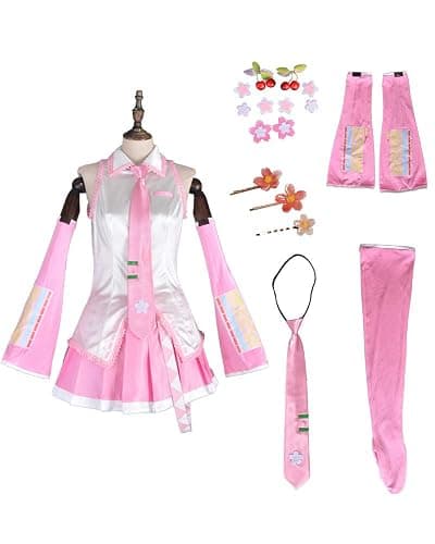 Haikyuu Women Pink Cosplay Dress with Socks Hair Pins Halloween Costume Anime Con thumbnail 6