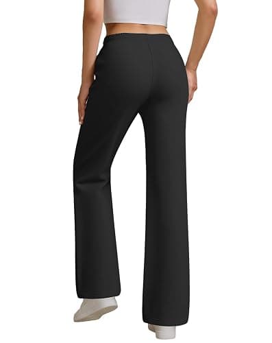 JEKAOYI Womens High Waisted Flared Sweatpants Drawstring Casual Lounge Lightweight Wide Leg Pants with Pockets thumbnail 4