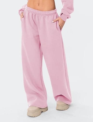 HeSaYep Women's Fleece Lined Sweatpants Wide Leg Thermal Winter Warm Baggy Sweat Pants with Pockets thumbnail 4