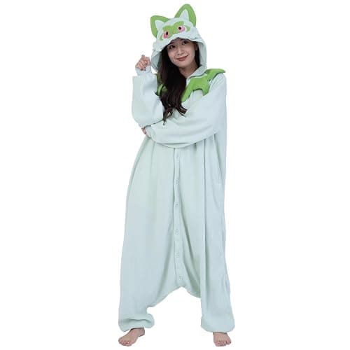 SAZAC Pokemon Sprigatito Kigurumi Onesie - Premium Adult Halloween Costume, Plush Pajamas, Durable, Machine Washable thumbnail 2