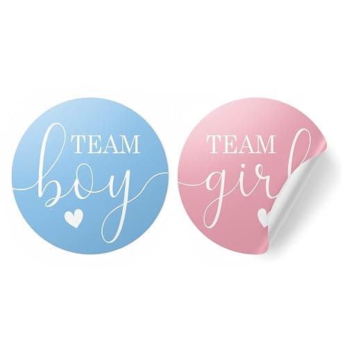 Pink or Blue Gender Reveal Party - Team Boy or Team Girl Stickers - 40 Count - Image 1