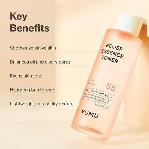 YUMU Licorice Relief Essence Toner for Sensitive Skin, Niacinamide, Panthenol, Fragrance-Free, Soothing & Hydrating (255ml / 8.62 fl. oz.) thumbnail 2