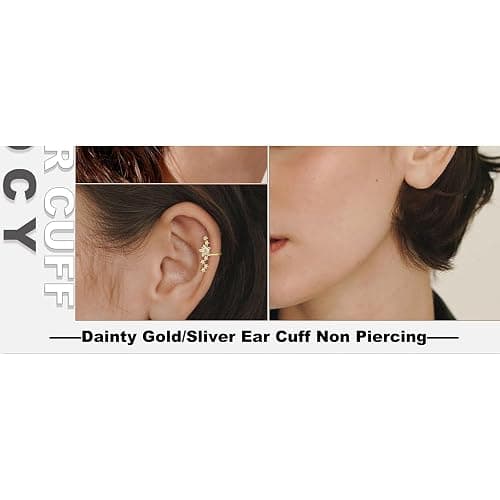 "A pair Star Ear Cuff Earrings for Women, Dainty Sliver Non Piercing Tiny Cartilage Cuff Earring Boho Trendy Northstar Starburst Ear Set Jewelry Gift for Women" thumbnail 7
