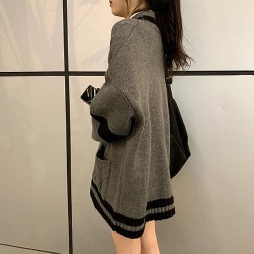 Womens Preppy Sweater Vintage Y2k Long Sleeve Knit Oversized Kawaii Pullover Jumper Cute Sweaters Dark Academia Clothing - Medium - A thumbnail 5