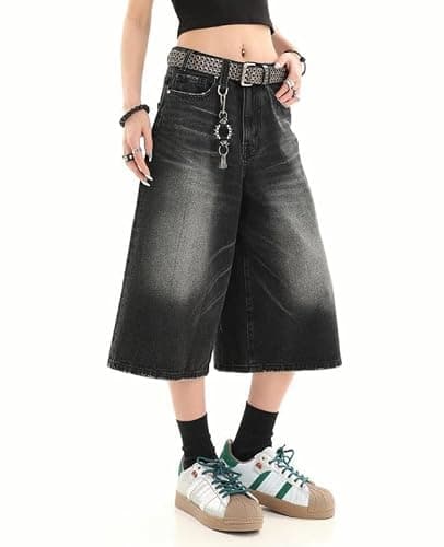 Cropped Y2k Baggy Jean Shorts Jorts Y2k Hip Hop Shorts Skater Jeans Grunge Jorts Aesthetic Pants thumbnail 3