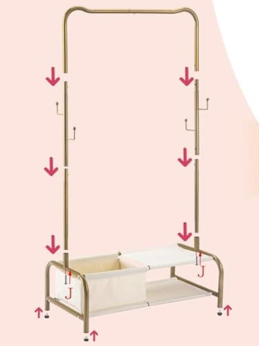 Atrastout Kids Clothing Rack-Portable Kids Clothing Rack with Storage Shelf - Toddler Garment Organizer for Baby Clothes, Dance Costumes, Girls Gift Ideas（Gold） thumbnail 4