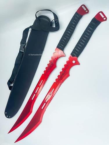 DamaskerUS 2pc Ninja Swords Set 27" Full Tang Stainless Steel Blades with Sheath/Magnetic thumbnail 2