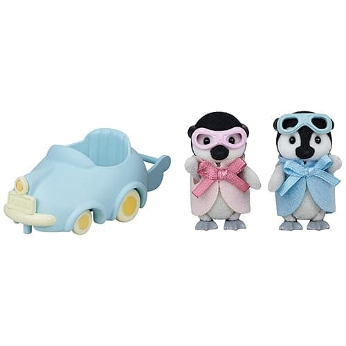 Calico Critters Penguin Babies Ride 'n Play - Doll Playset with 2 Poseable Figures, Pushcart & More! - Penguin Babies Ride 'n Play
