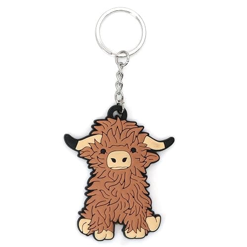 TAYASH Cute Scottish Highland Cow Keychain PVC Keyring for Men Women Kids - Image 1
