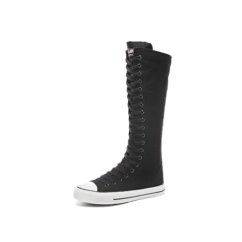 Women's Tall Canvas Lace up Knee High Sneakers thumbnail 3