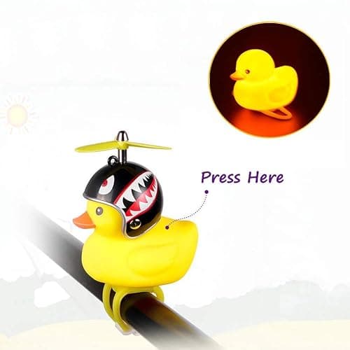 NEKRASH Duck Bike Bell, Rubber Duck Bicycle Accessories with LED Light, Cute Propeller Handlebar Bicycle Horns for Kids Toddler Children Adults Sport Outdoor thumbnail 3