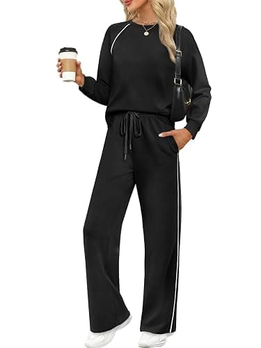 Sampeel Women 2 Piece Lounge Sets Sweatsuit Fall Outfits Matching Wide Leg pants Set Tracksuit Trendy Clothes thumbnail 2
