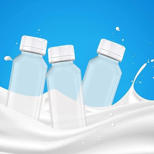 Axe Sickle 6 Pcs 4 Ounce Juice Bottles Plastic Milk Bottles Bulk Beverage Containers with Tamper Evident Caps Lids White for Milk, Juice, Drinks and Other Beverage Containers thumbnail 6