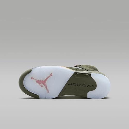 Air Jordan 5 Retro Big Kids' Shoes (Army Olive/Solar Orange) - 4.5 Big Kid thumbnail 2