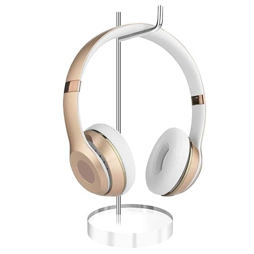 GEEKRIA Headphone Stand with Clear Acrylic Base, Steel Support Rod and Easy Assembly, Desktop Headset Holder for AirPods Max, Sony WH-1000XM Series and Other Over-Ear Headphones - Image 1
