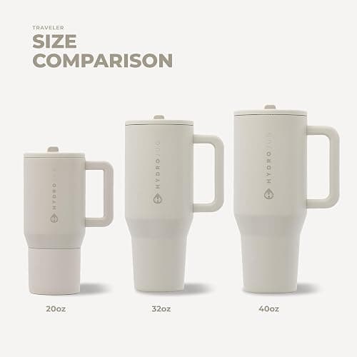 HydroJug Traveler 40oz, Insulated Tumbler with Handle & Straw, Linen thumbnail 6