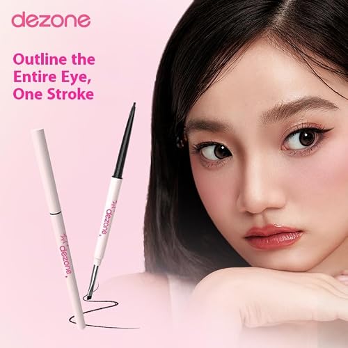 DE ZONE Ultra Slim Flat-Tip Eyeline Pencil - Smudge-Proof, Waterproof Gel Eyeliner for Defined Lines, with Built-in Angled Brush (Multiple Colors) (J02) thumbnail 3