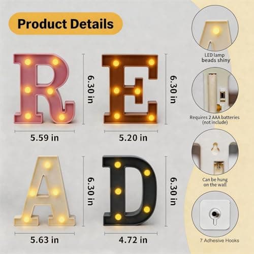 Reading Corner Decor For Classroom Read Sign Boho Classroom Decor Reading Nook Decor Read Light Up Letters Letter Lights thumbnail 2
