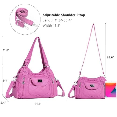 Angel Kiss Purses for Women, Large Shoulder Bag Hobo Tote Purse Mutipocket Faux Leather Satchel Hobo Purse thumbnail 6