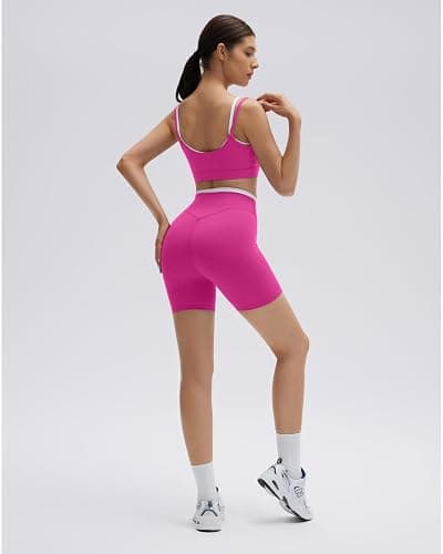 SUUKSESS 2 Piece Workout Sets Layered Sports Bra Yoga Gym Biker Shorts thumbnail 3