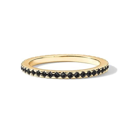 PAVOI 14K Gold Plated Sterling Silver Colored CZ Stones Stackable Ring | Simulated Diamond Eternity Bands for Women thumbnail 3