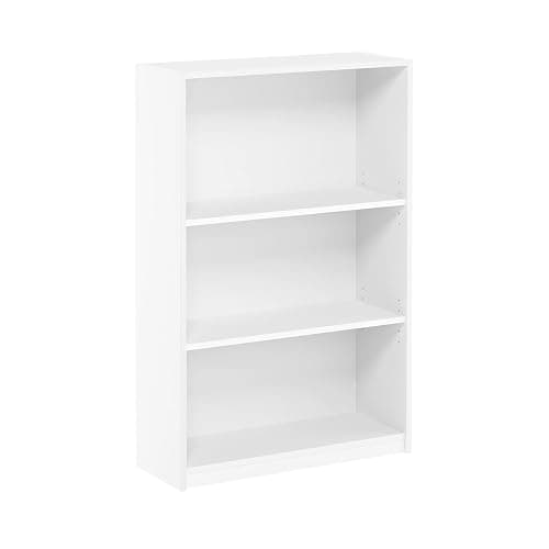 Furinno Jaya Book Shelf, 3-Tier Bookshelf, Bookcase with Adjustable Shelves, 9.5 x 24.5 x 40.3, for Organization and Storage, for Living Room, Bedroom, Home Office, White thumbnail 9