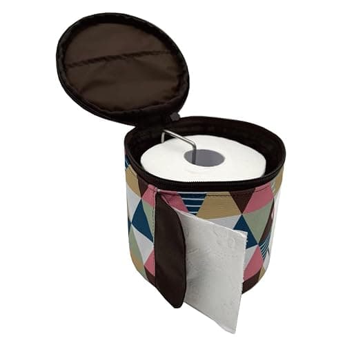 Olve Toilet Paper Holder Roll-Tissue Dispenser Cat Proof Roll Paper Cover Portable and Foldable Storage Bag for Camping Outdoor Tent Home Office (Brown) thumbnail 7