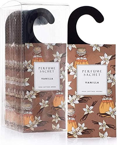 ROSE COTTAGE Large 12 Packs Vanilla Hanging Closet Air Freshener Scented Sachets Long Lasting Smell Goods - Image 1