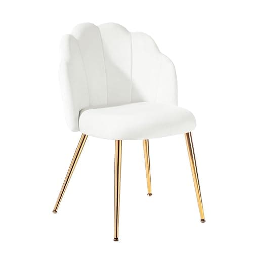 Eufurnibi Vanity Chair for Makeup, Make up Chair with Back Rest, Comfy Chair for Living Room, Mid Century Modern& Easy Assemble, White - Image 1
